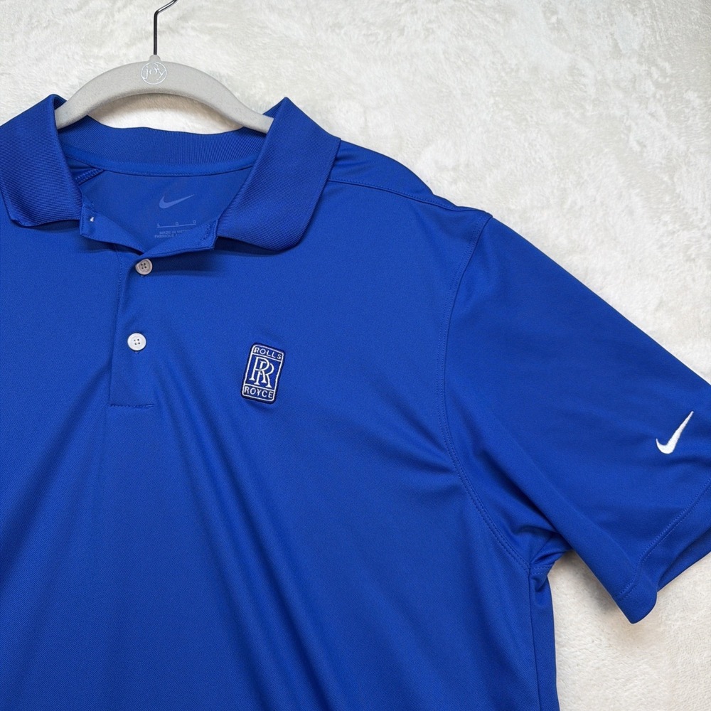 Nike Golf Polo Shirt Rolls Royce Logo Blue Dri Fit Mens Large Performance